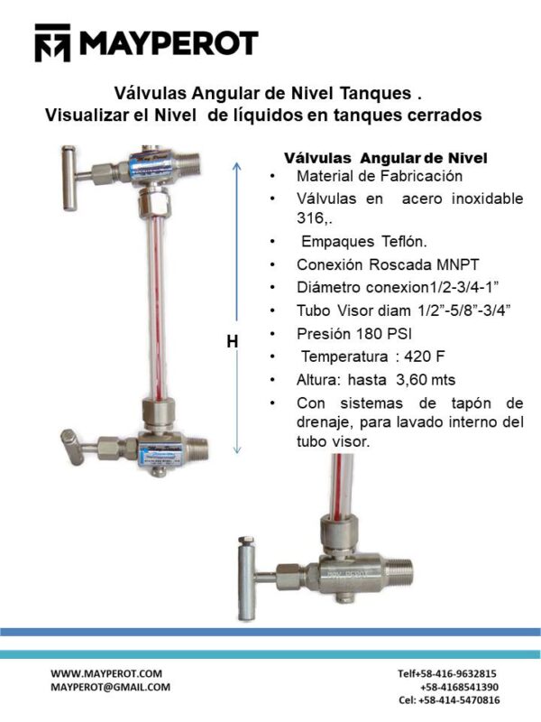 Valvulas Angular Nivel Tanques Para Ver El Nivel De Liquido 