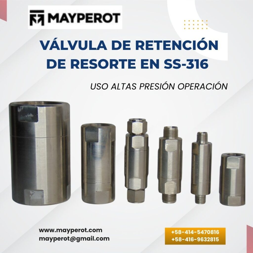 Válvula check de resorte en AISI 316 de 6000 psi