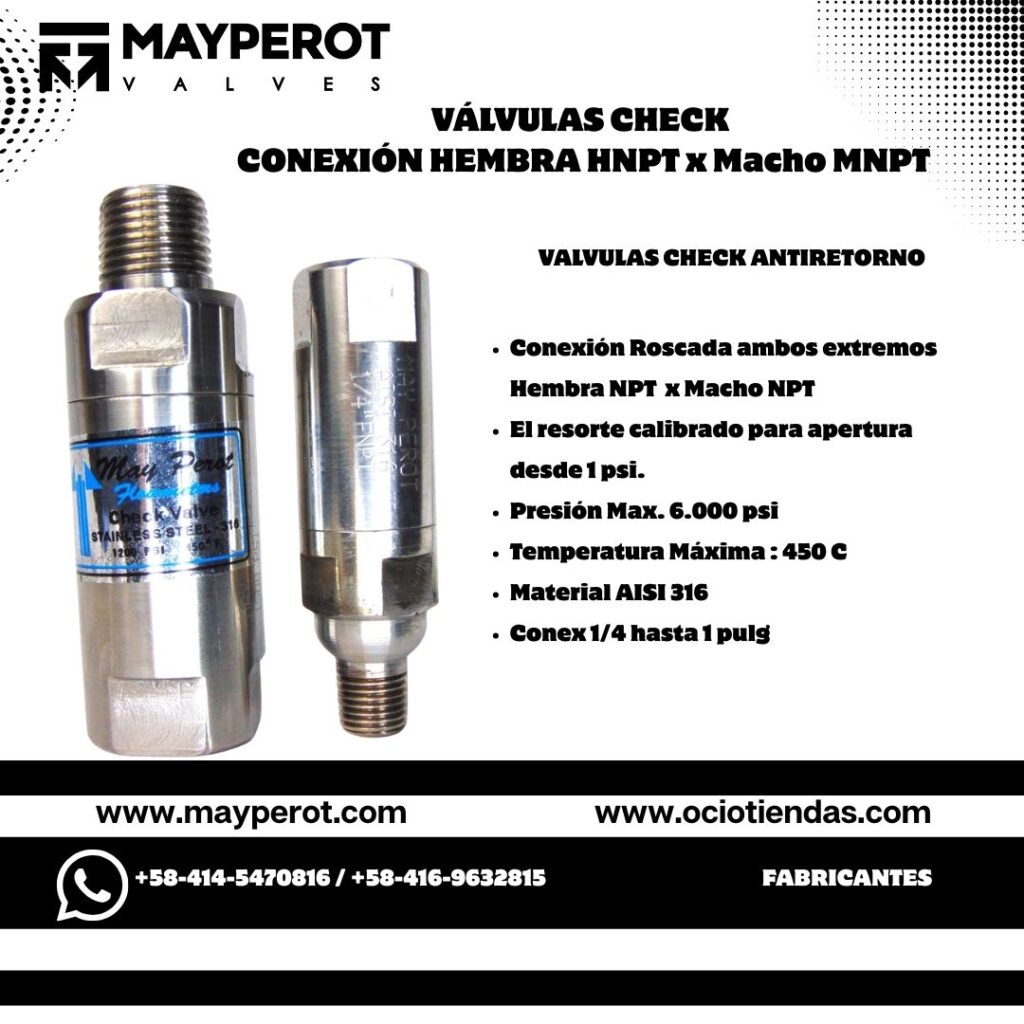 Válvula Check MNPT a HNPT